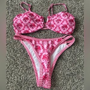 pink floral bikini set